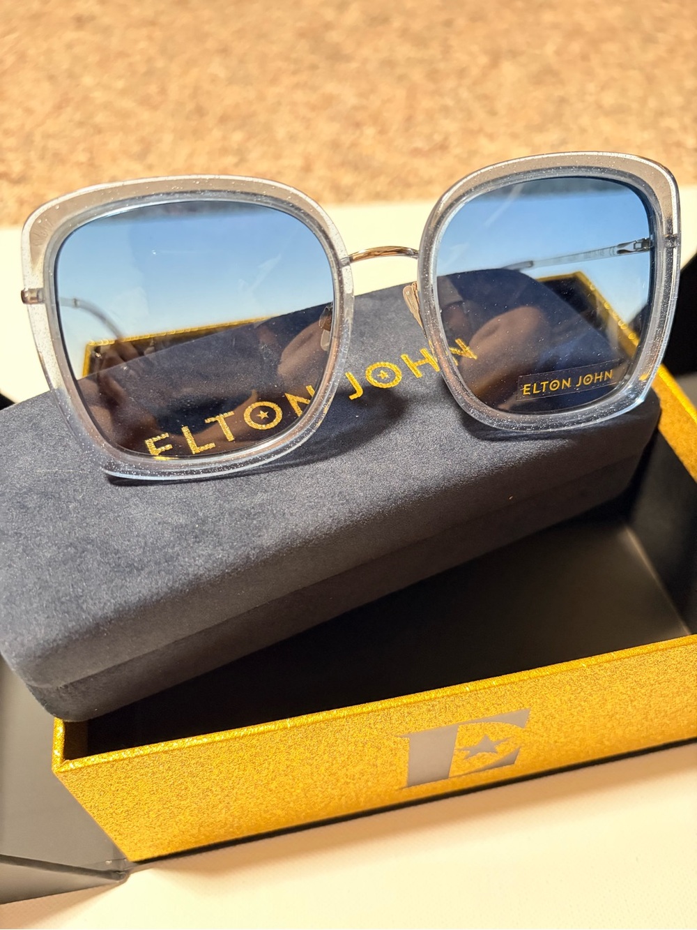 Elton John Diva sunglasses in sky glitter
